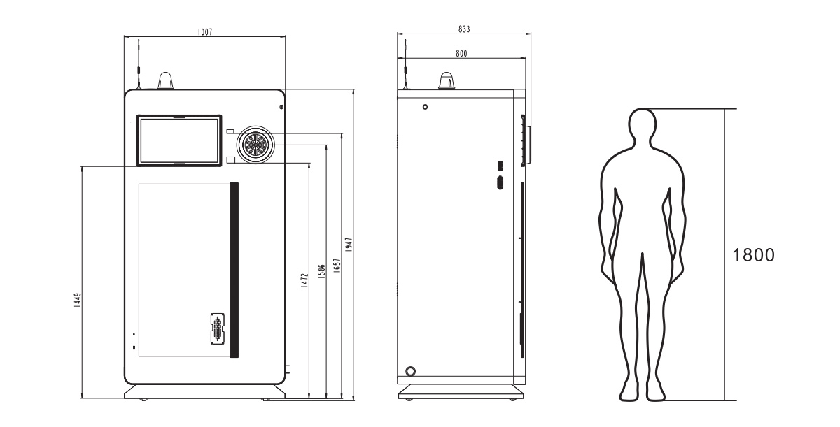 新型室內瓶子回收機產品尺寸圖